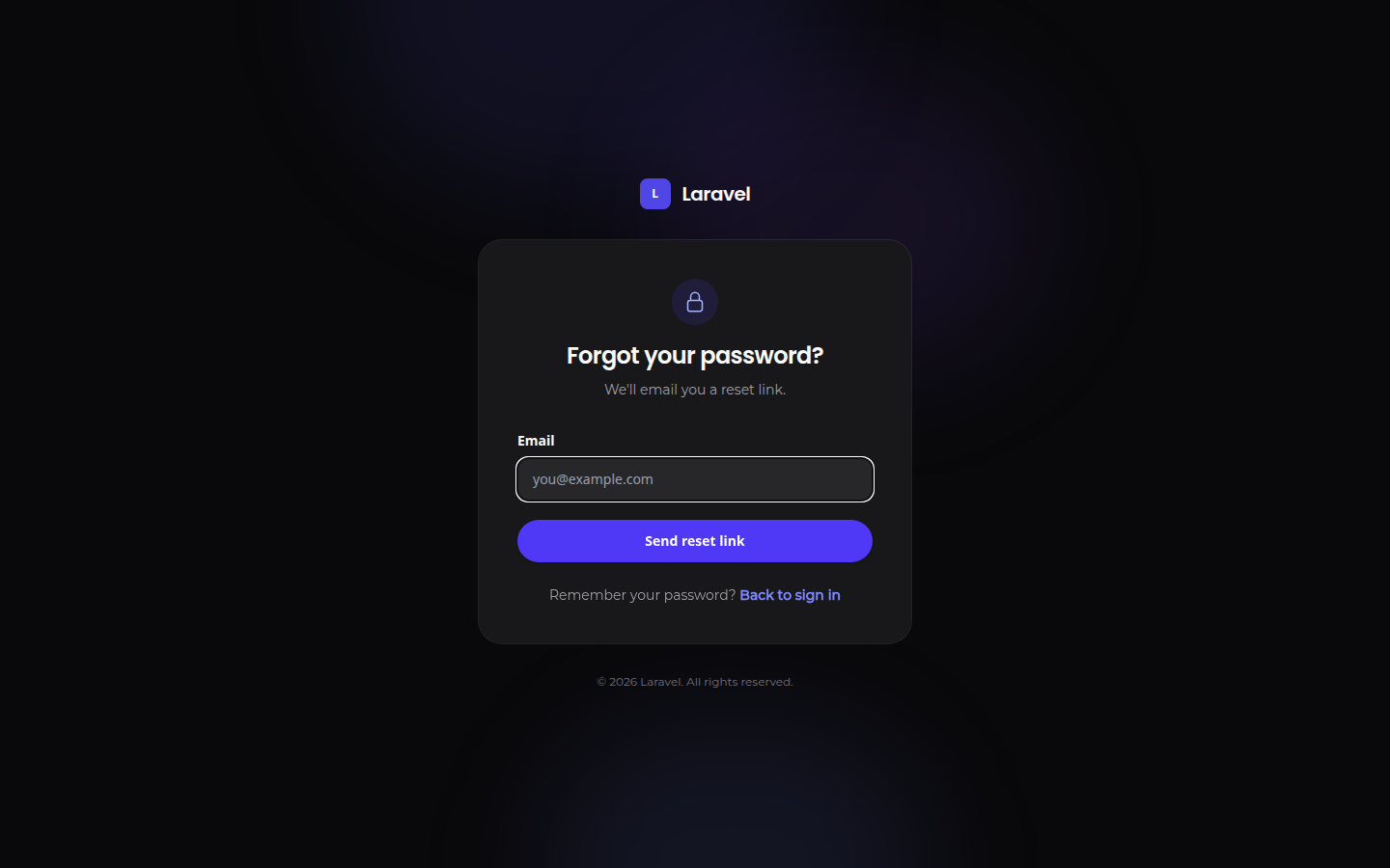 The forgot-password page