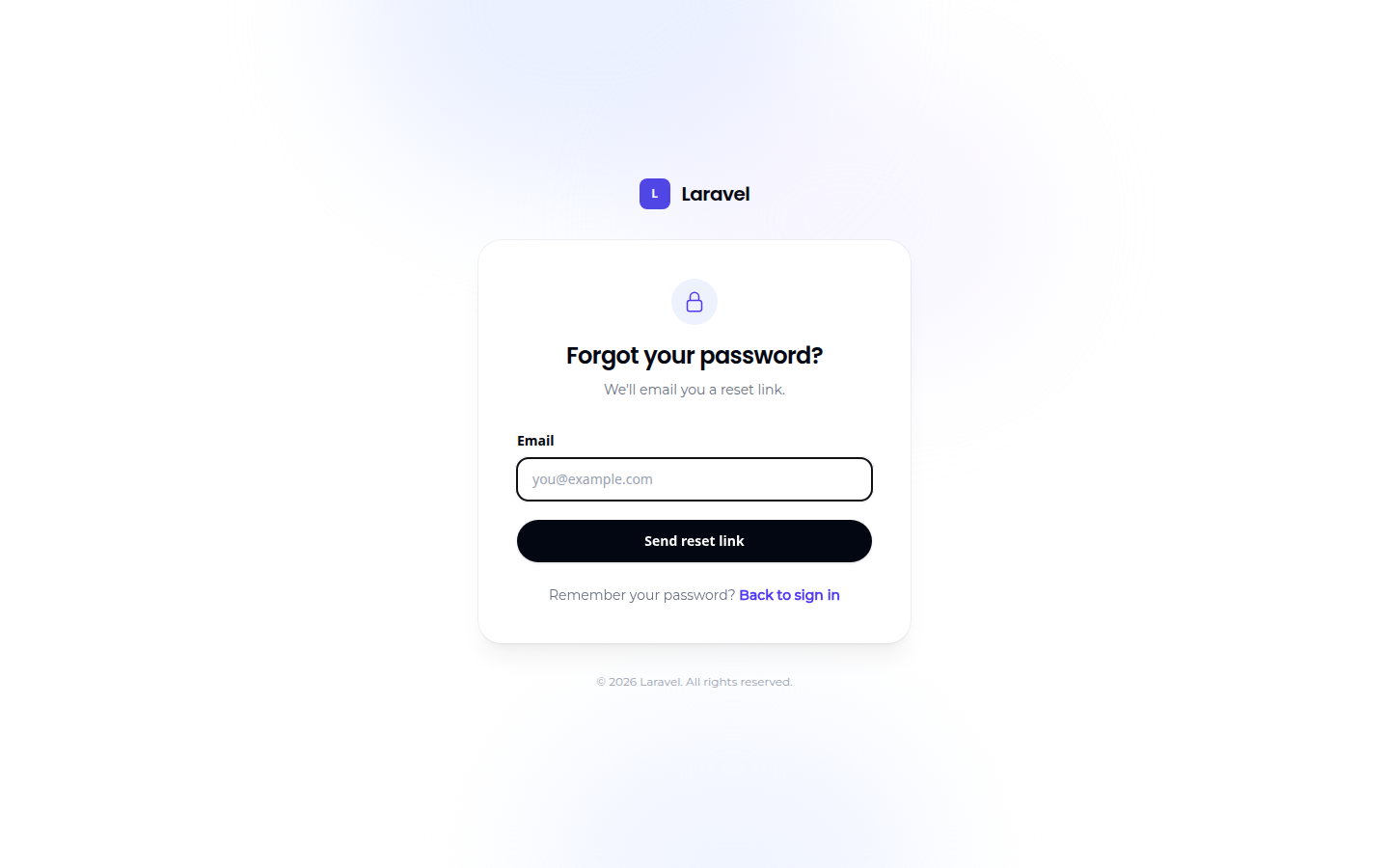 The forgot-password page